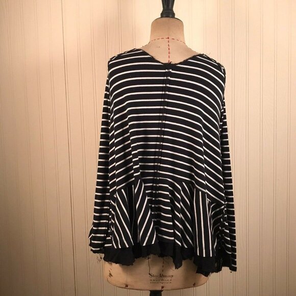 We the Free Black & White Striped Tunic Top Shirt - Picture 3 of 4